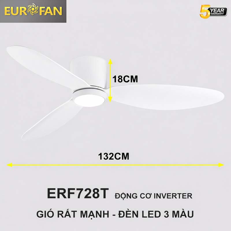 Quạt trần cổ ngắn 3 cánh ERF728T
